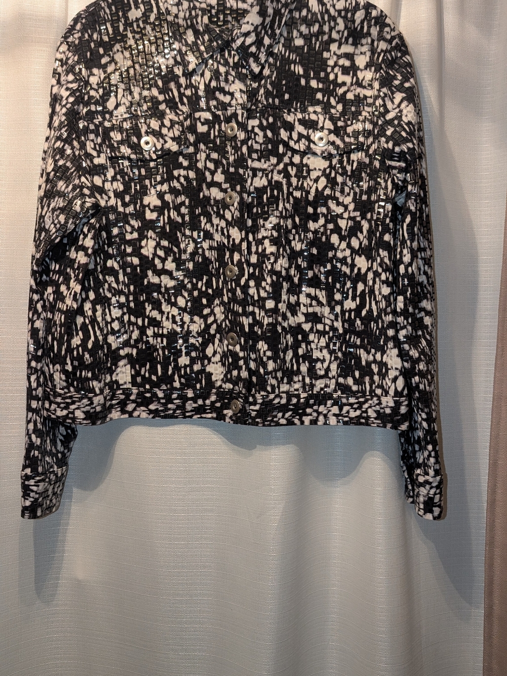 Notations Black and White Abstract Print Blazer Jacket